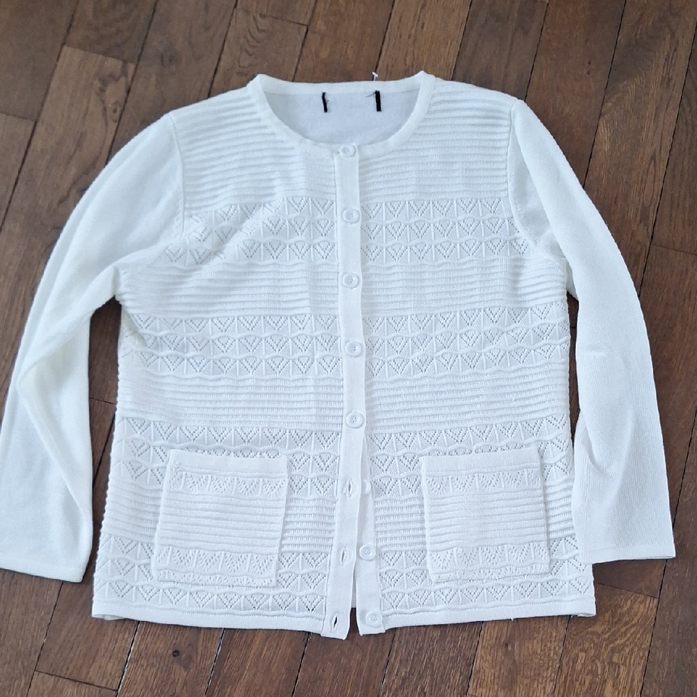 Women's White Textured Sweater